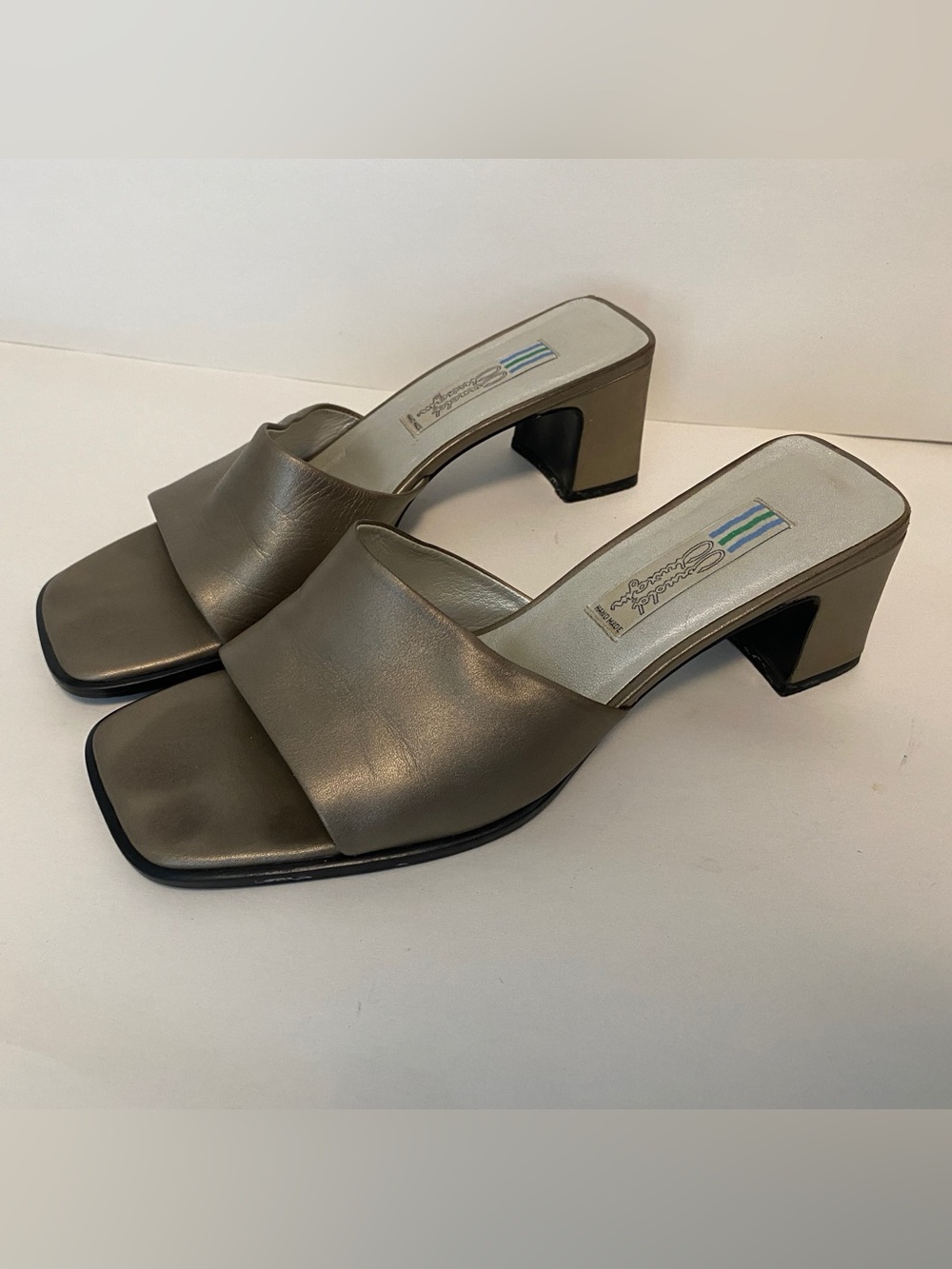 Arnold Churgin Women's Leather Square Toe Mules EU 38